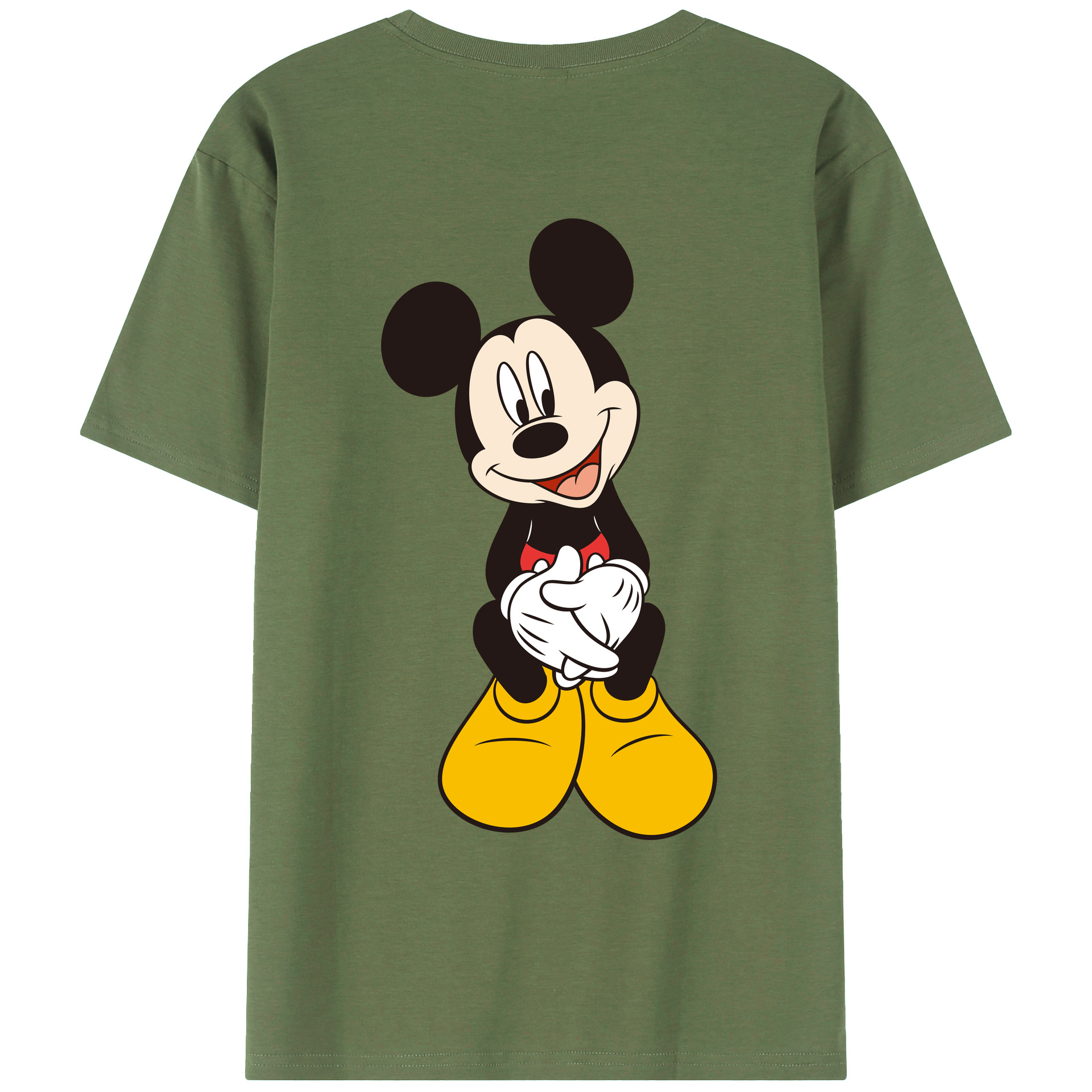 ミッキーマウス Mickey Mouse 綿100％ メンズ半袖Tシャツ（バックプリント） 通気性